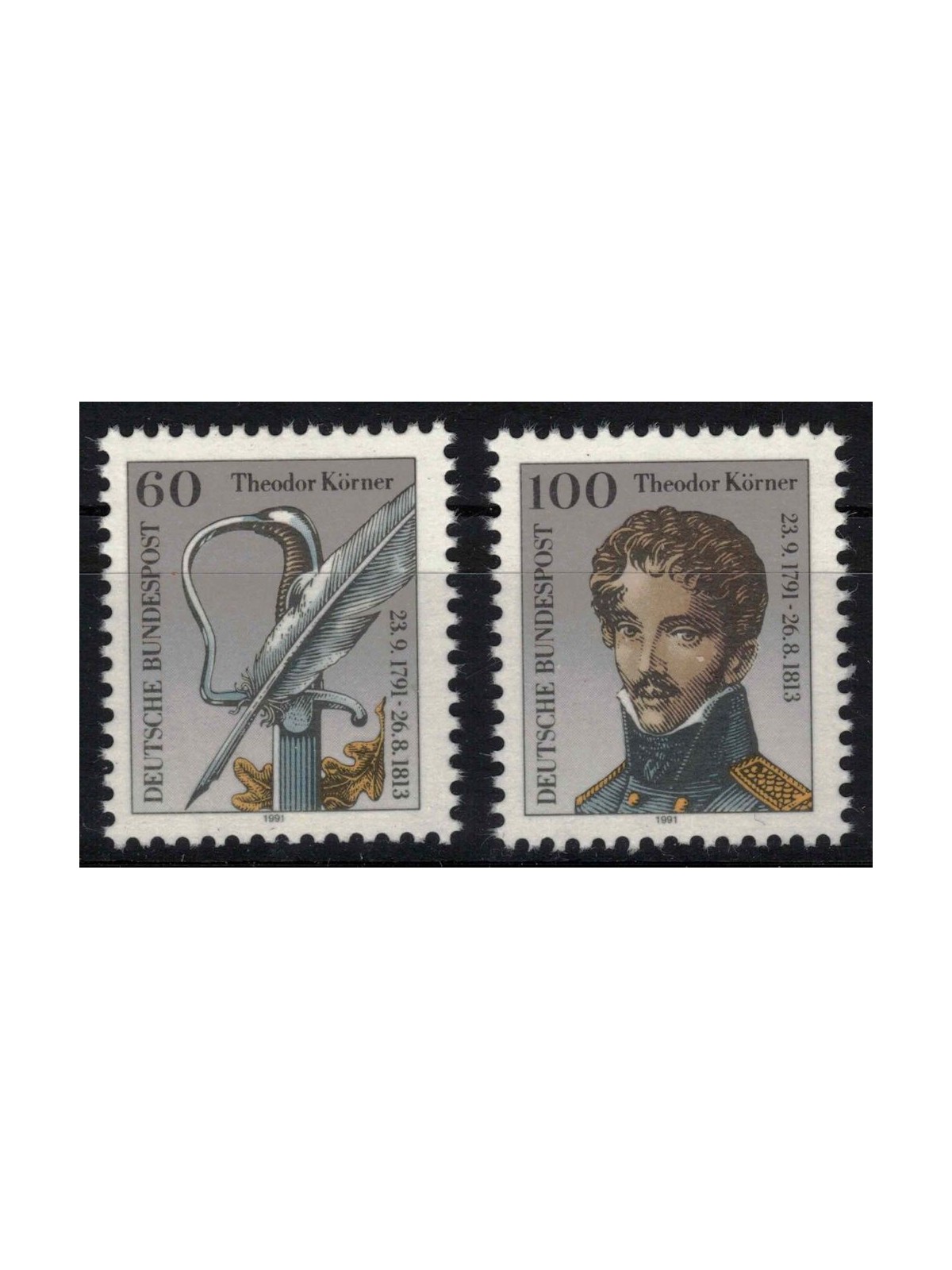 GERMANIA BRD 1991 Theodor Körner 2v MNH**