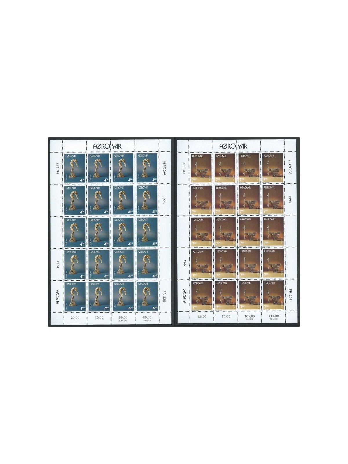 FAEROER 1993 Europa 2 MF MNH**