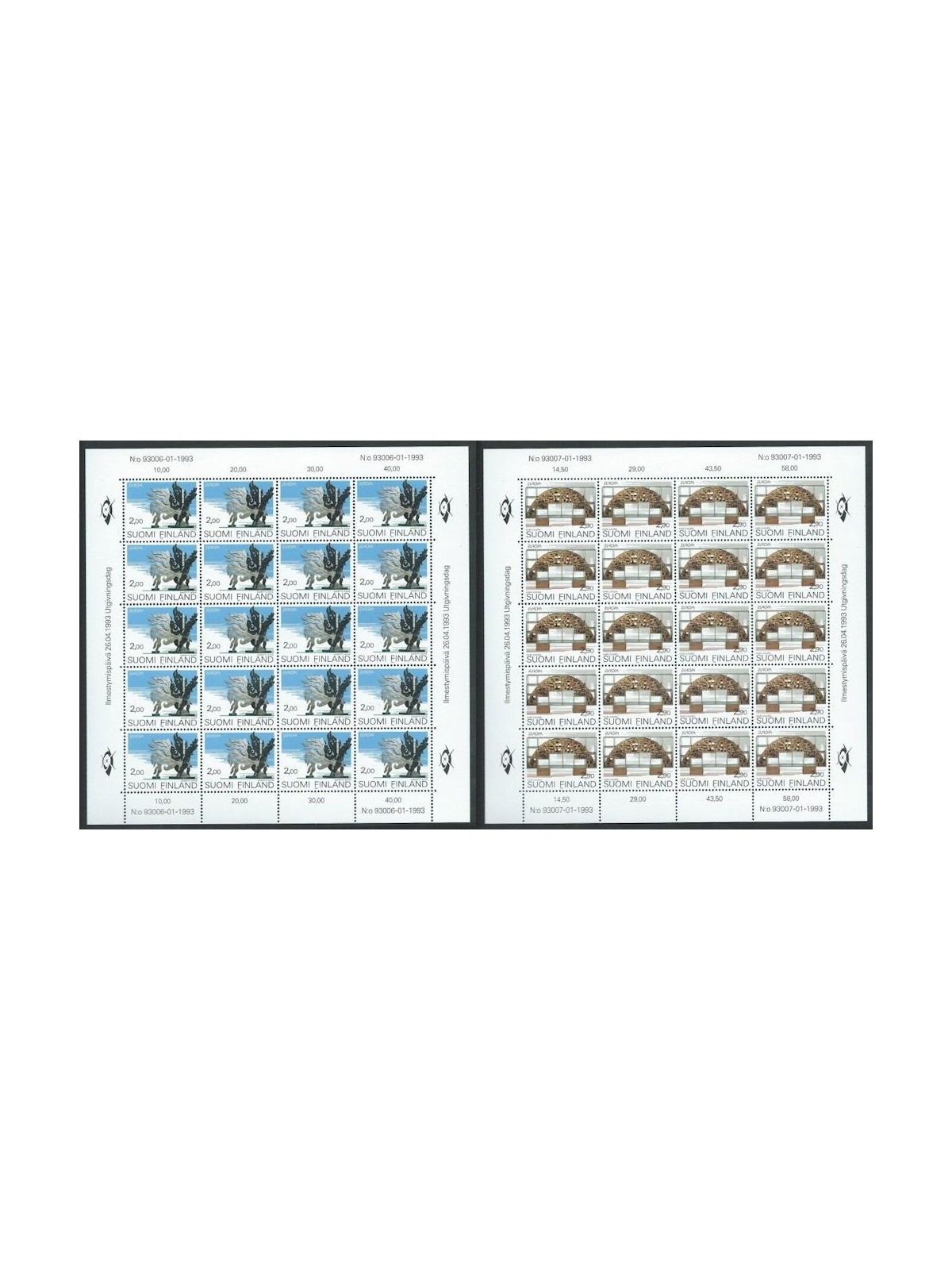 FINLANDIA 1993 Europa 2 MF MNH**