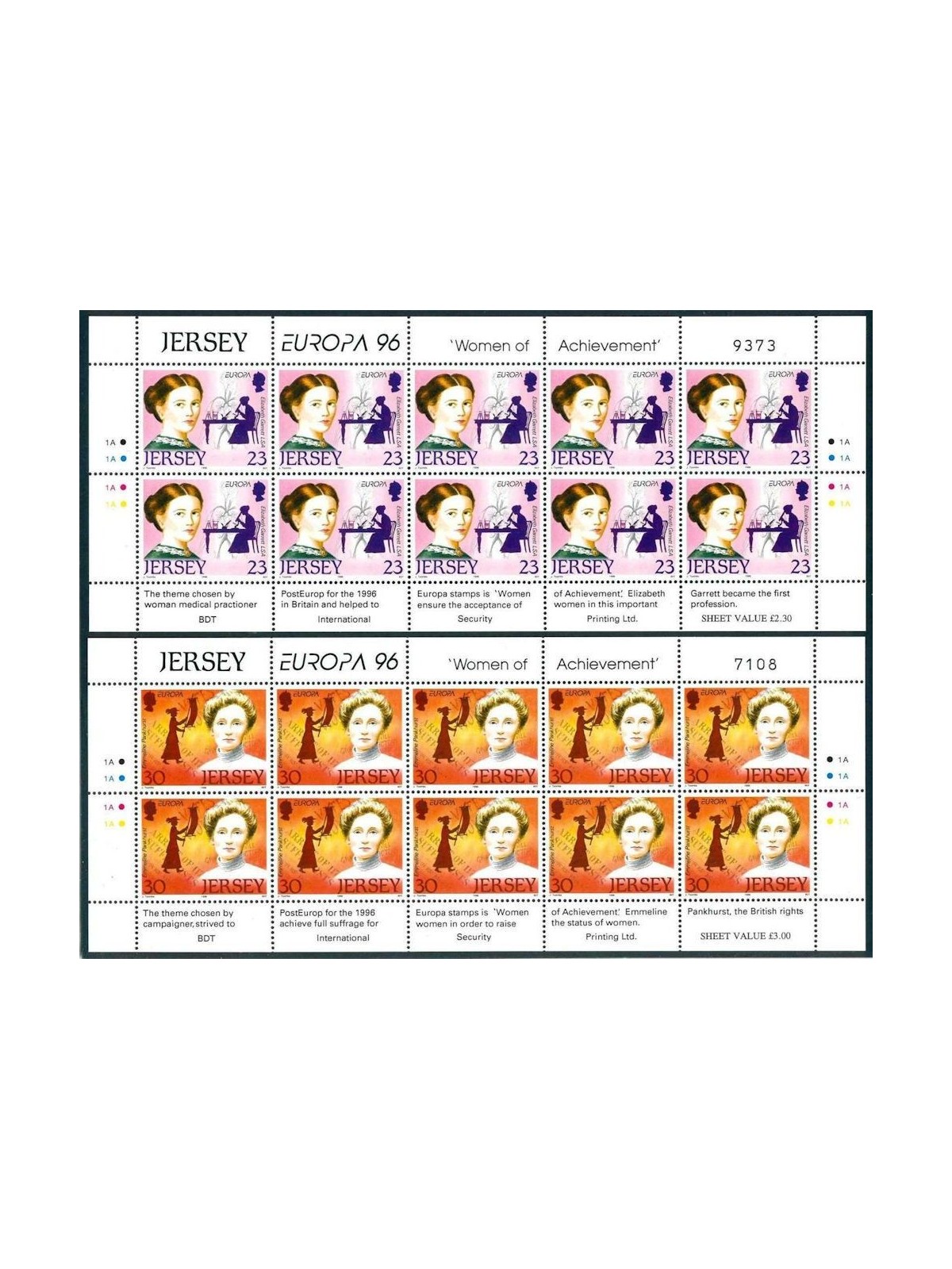 JERSEY 1996 Europa 2 MF MNH**