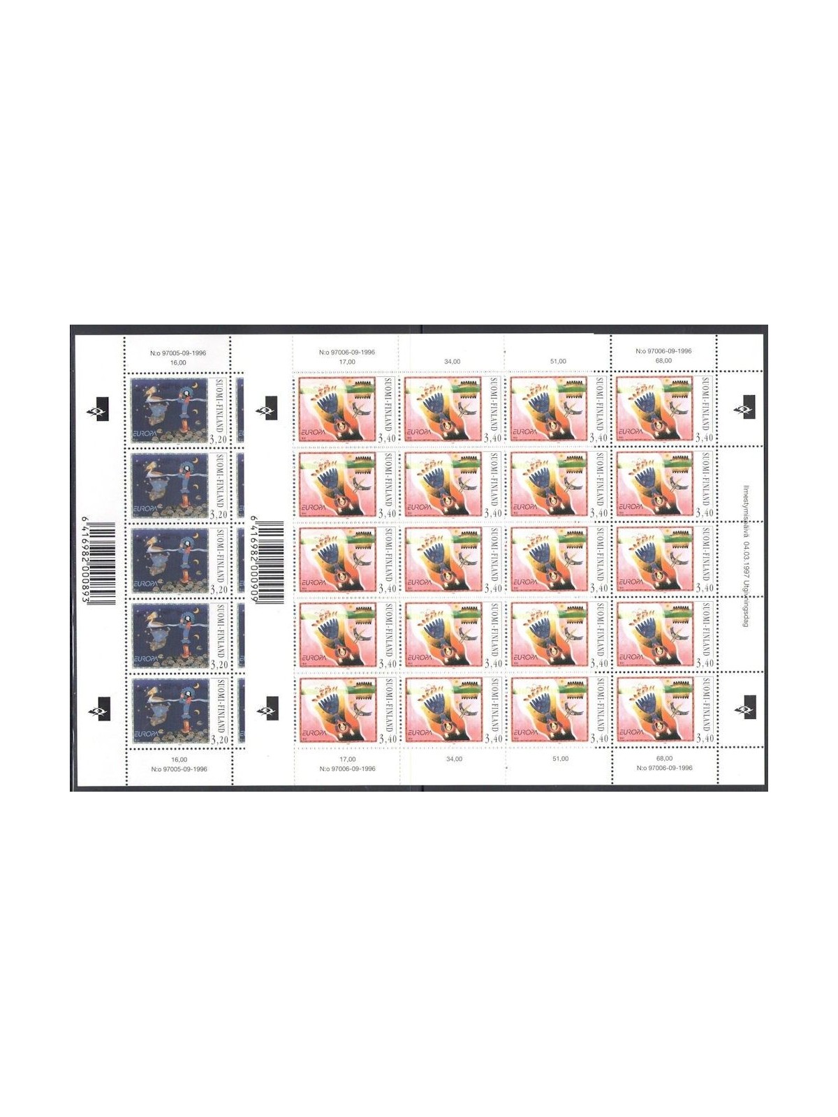 FINLANDIA 1997 Europa 2 MF MNH**