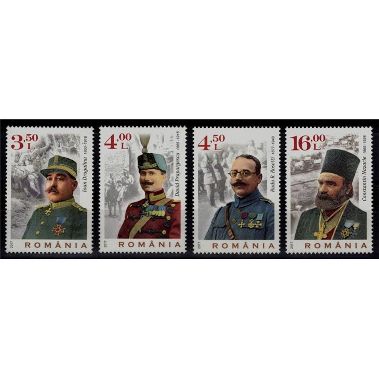 ROMANIA 2017 Eroi della 1ª guerra mondiale 4v MNH**