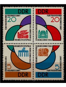 GERMANY DDR 1962 World Youth Day 4v MNH**