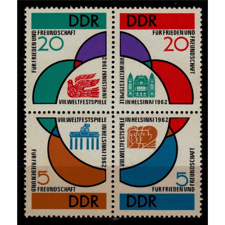 GERMANIA DDR 1962 Festa mondiale della gioventù 4v MNH**
