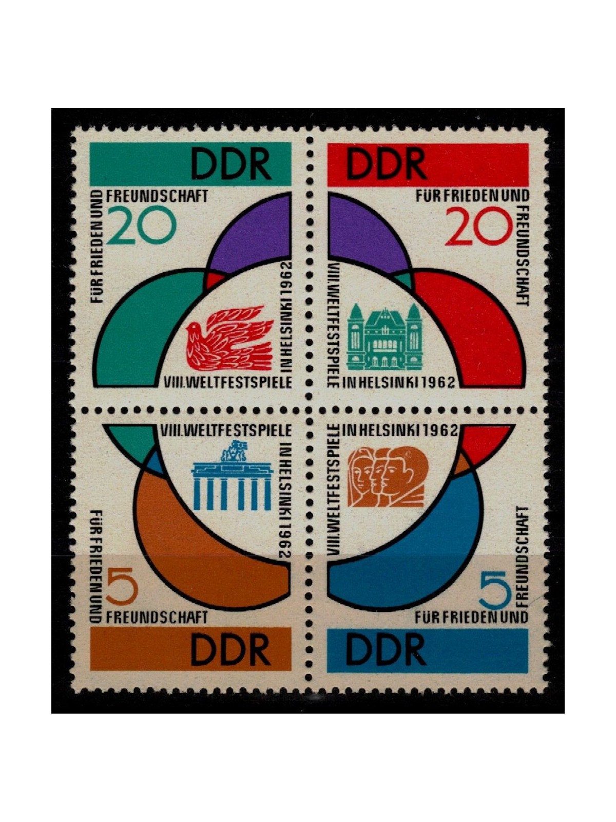 GERMANY DDR 1962 World Youth Day 4v MNH**