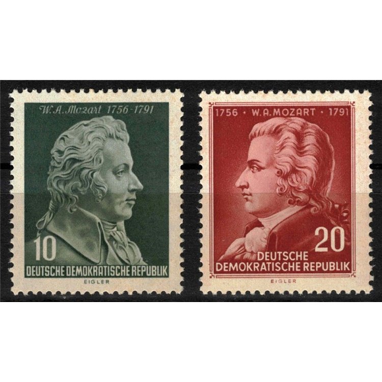 GERMANY DDR 1956 Wolfgang Amadeus Mozart 2v MNH**