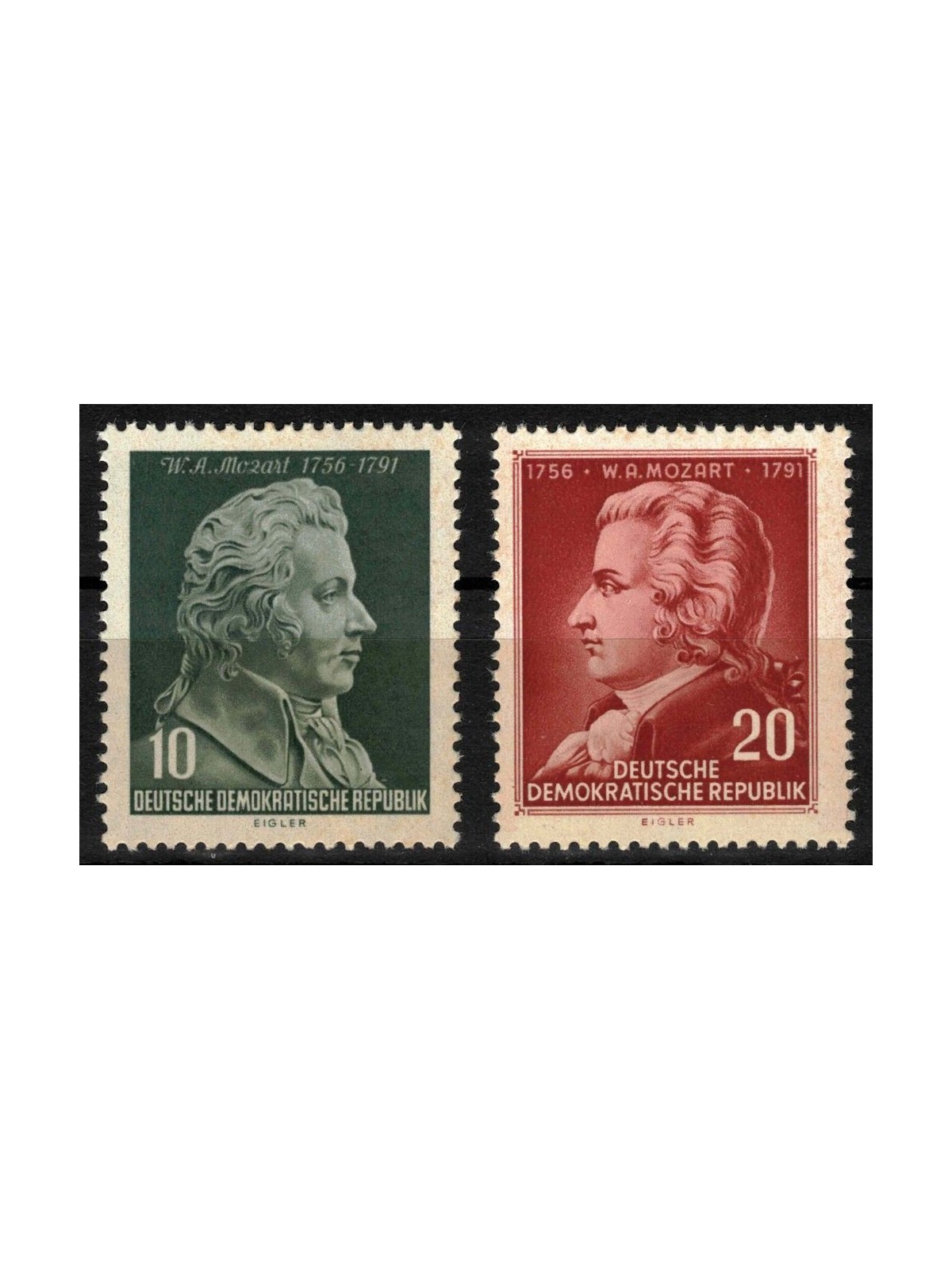 GERMANY DDR 1956 Wolfgang Amadeus Mozart 2v MNH**