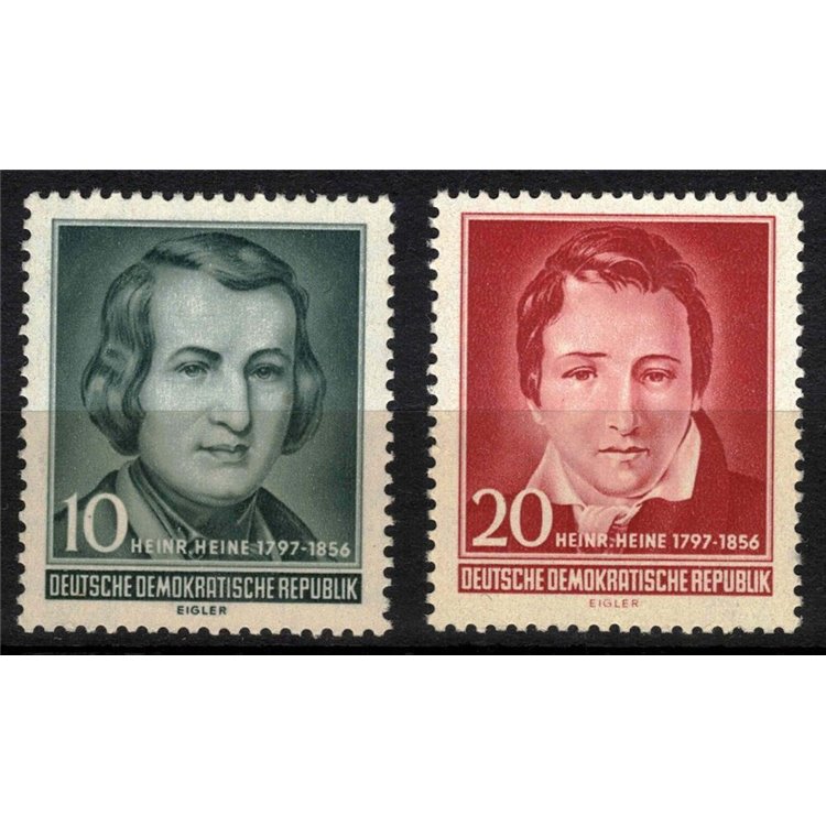 GERMANY DDR 1956 Heinrich Heine 2v MNH**