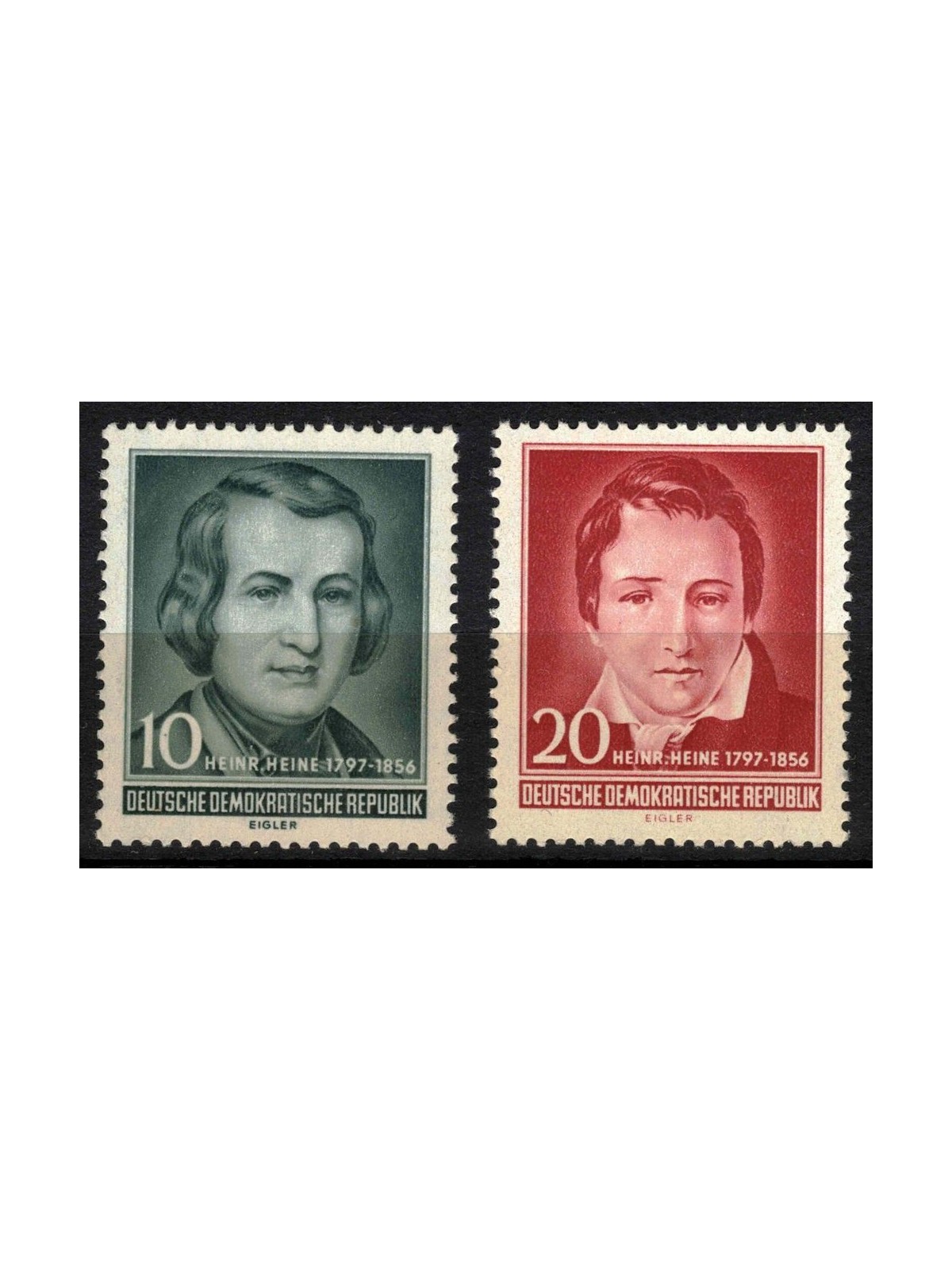 GERMANY DDR 1956 Heinrich Heine 2v MNH**