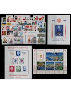 MONACO 1999 Annata Completa 39v + 3 BF MNH**