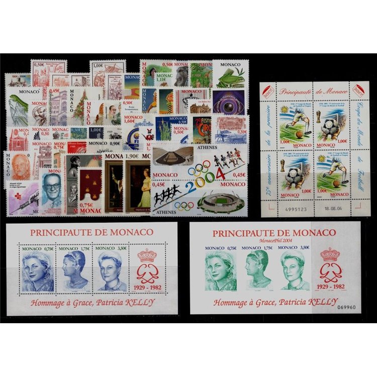 MONACO 2004 Annata Completa 56v + 3 BF MNH**