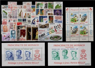 MONACO 2004 Annata Completa 56v + 3 BF MNH**