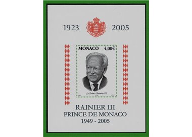 MONACO 2005 Morte del Principe Ranieri III BF MNH**