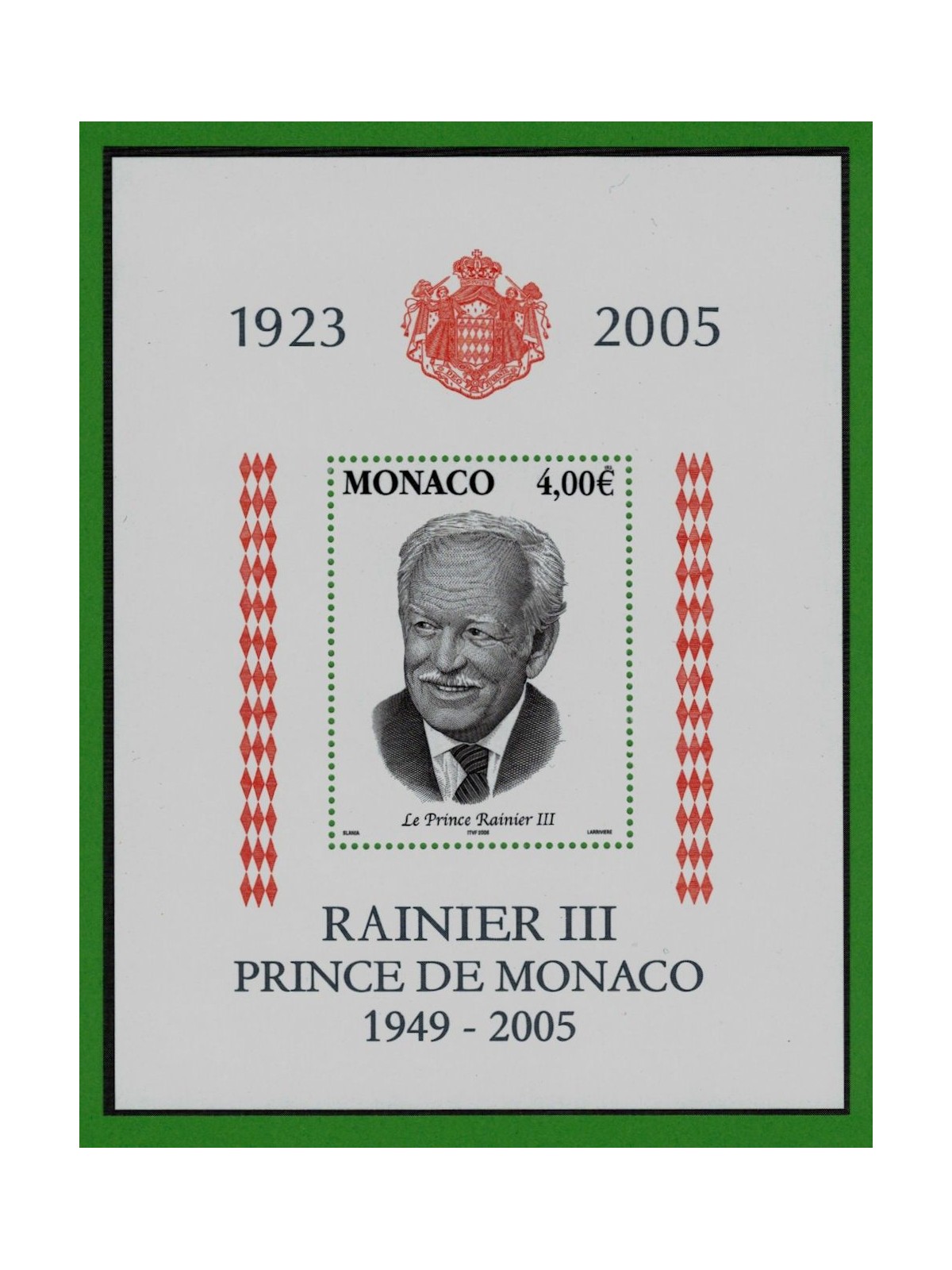 MONACO 2005 Morte del Principe Ranieri III BF MNH**