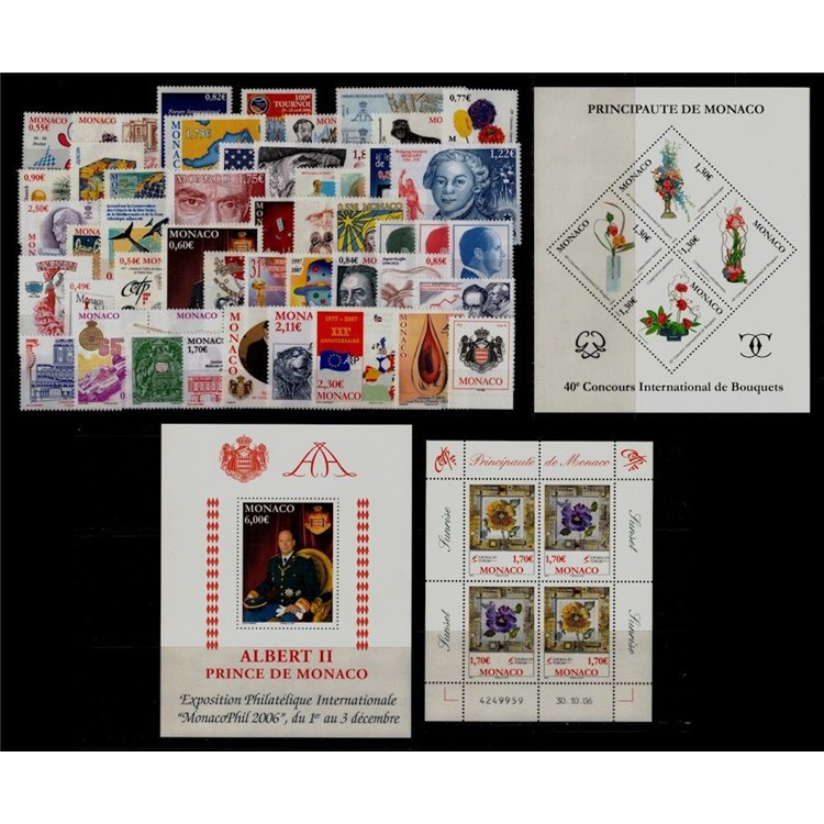 MONACO 2006 Annata Completa 53v + 3 BF MNH**