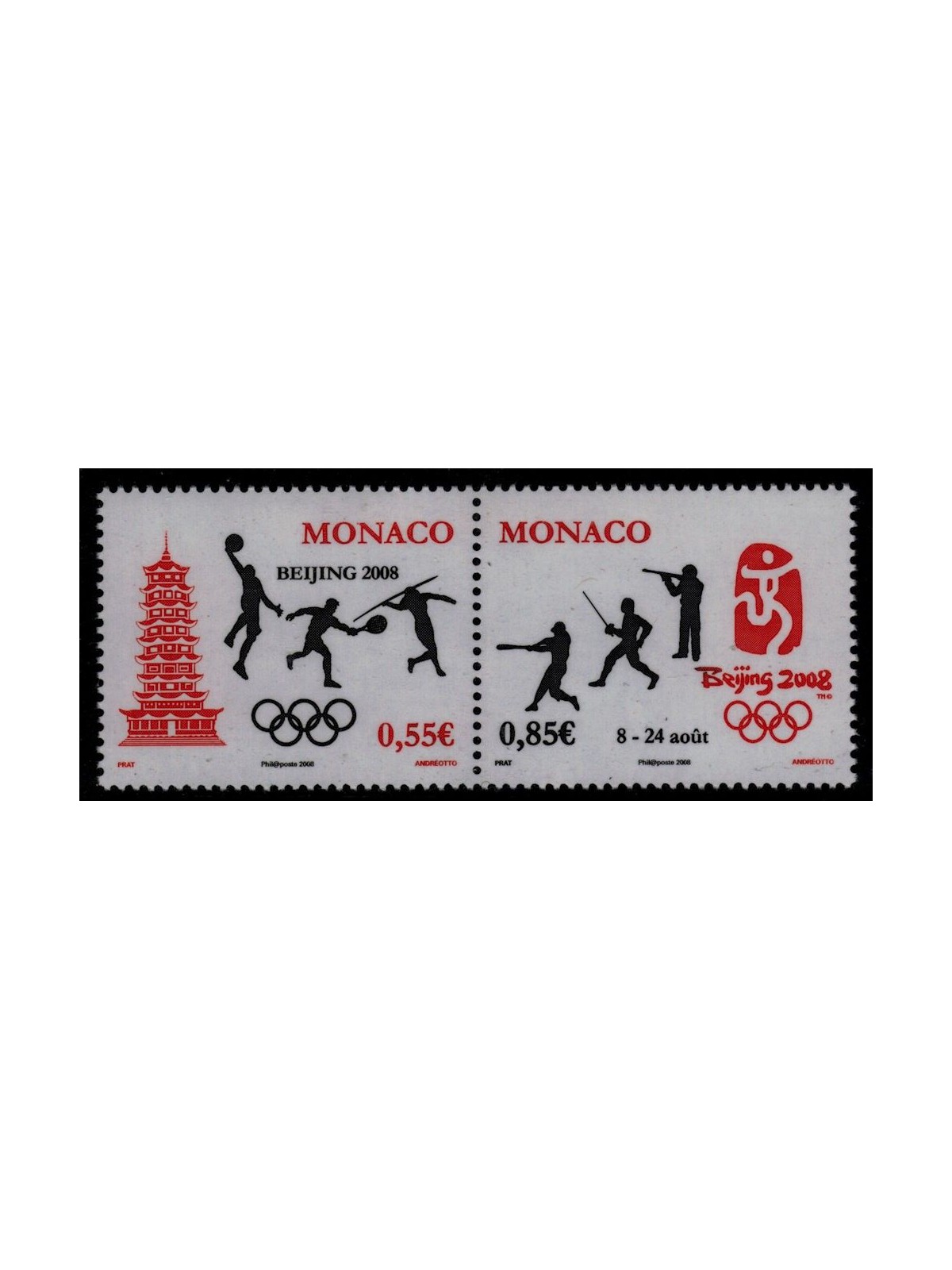 MONACO 2008 Giochi olimpici estivi 2v MNH**