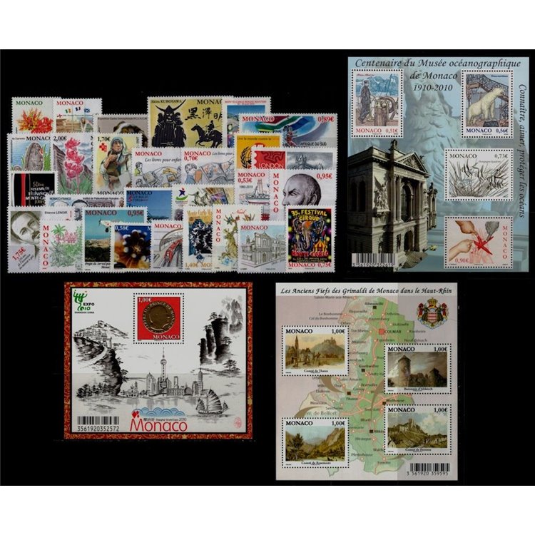 MONACO 2010 Annata Completa 29v + 3 BF MNH**