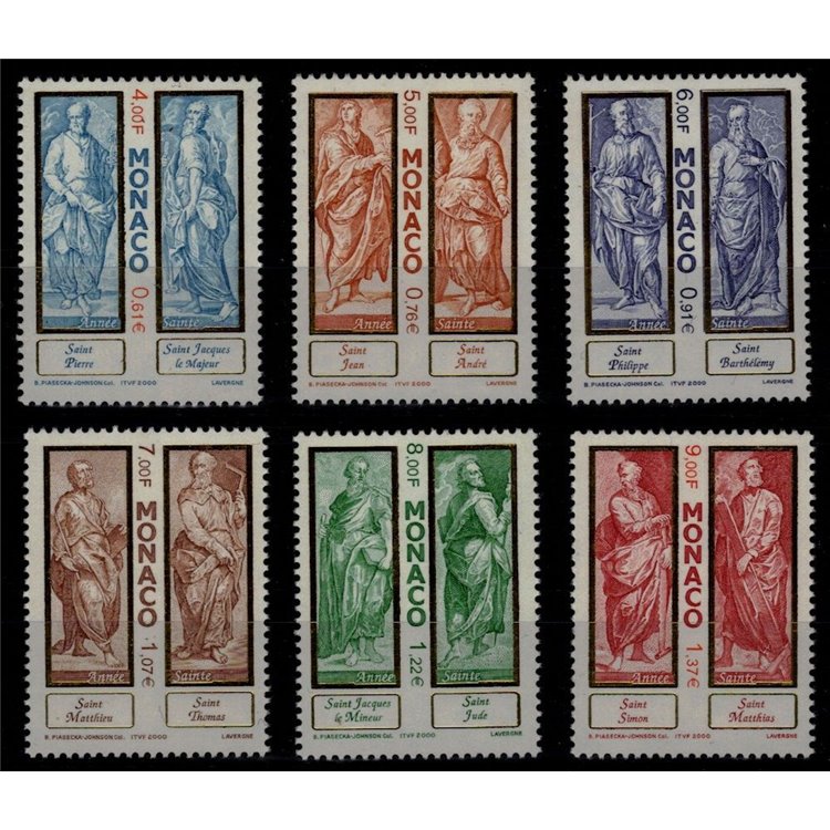MONACO 2000 The Twelve Apostles 6v MNH**