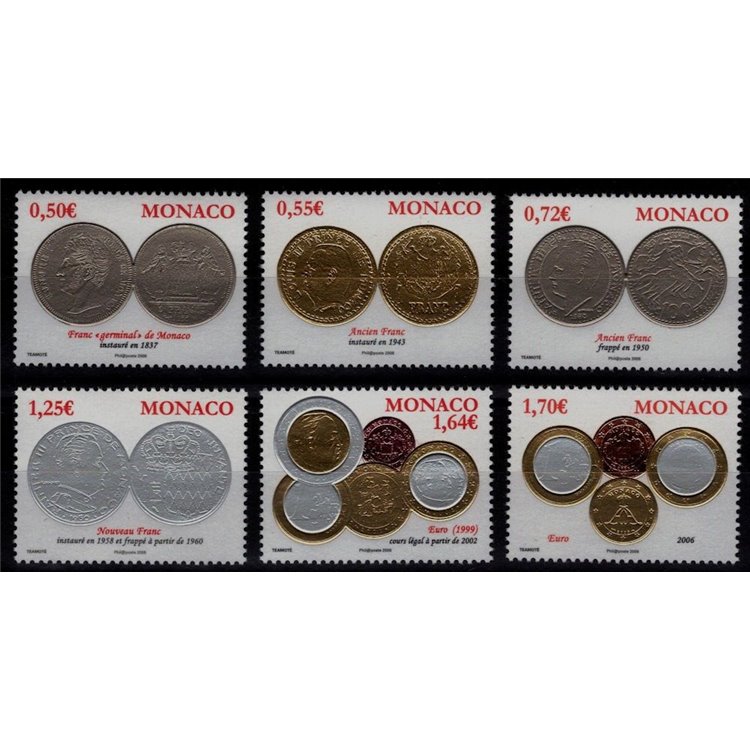 MONACO 2008 Coins of Monaco 6v MNH**