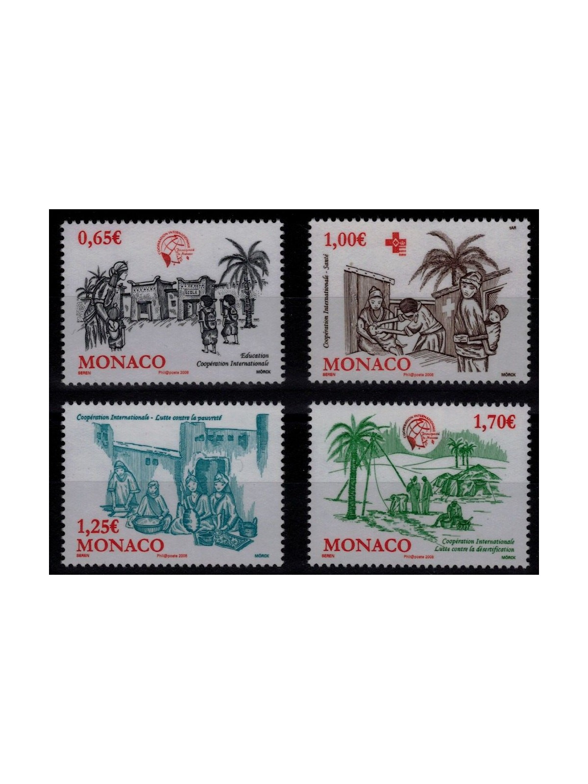 MONACO 2008 Humanitarian and Social Cooperation 4v MNH**