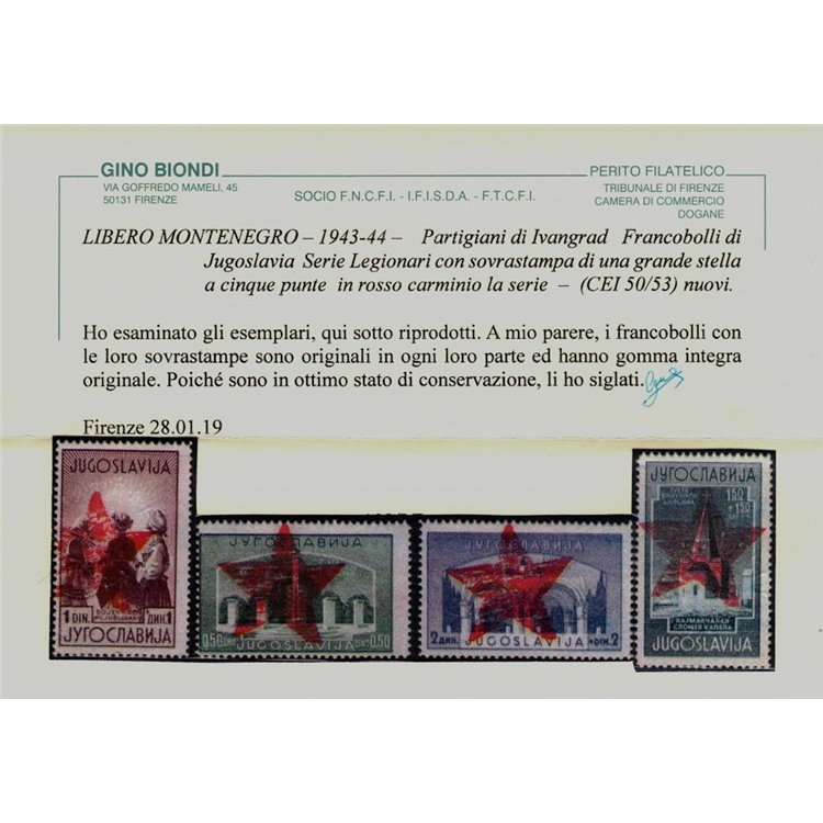 MONTENEGRO 1943-44 Partigiani di Ivangrad (CEI 50/53) 4v MNH** © (R)