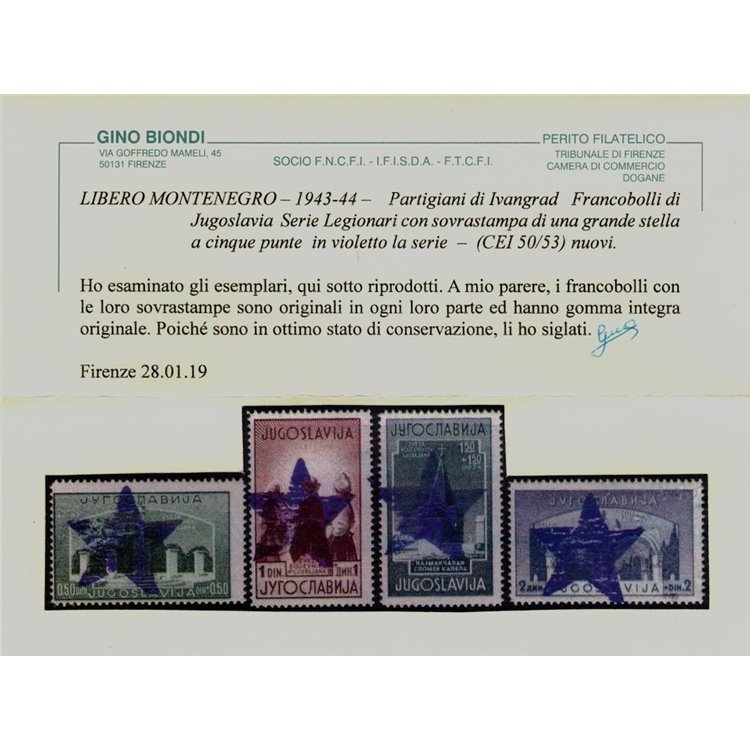 MONTENEGRO 1943-44 Partigiani di Ivangrad (CEI 50/53) 4v MNH** © (V)
