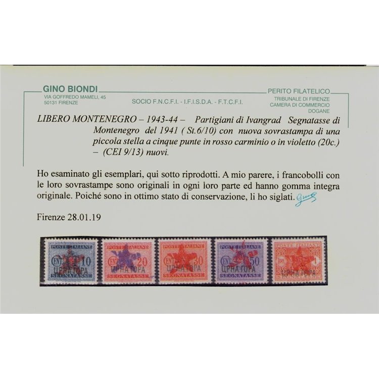 MONTENEGRO 1943-44 Partigiani di Ivangrad (CEI 9/13) 5v MNH** ©