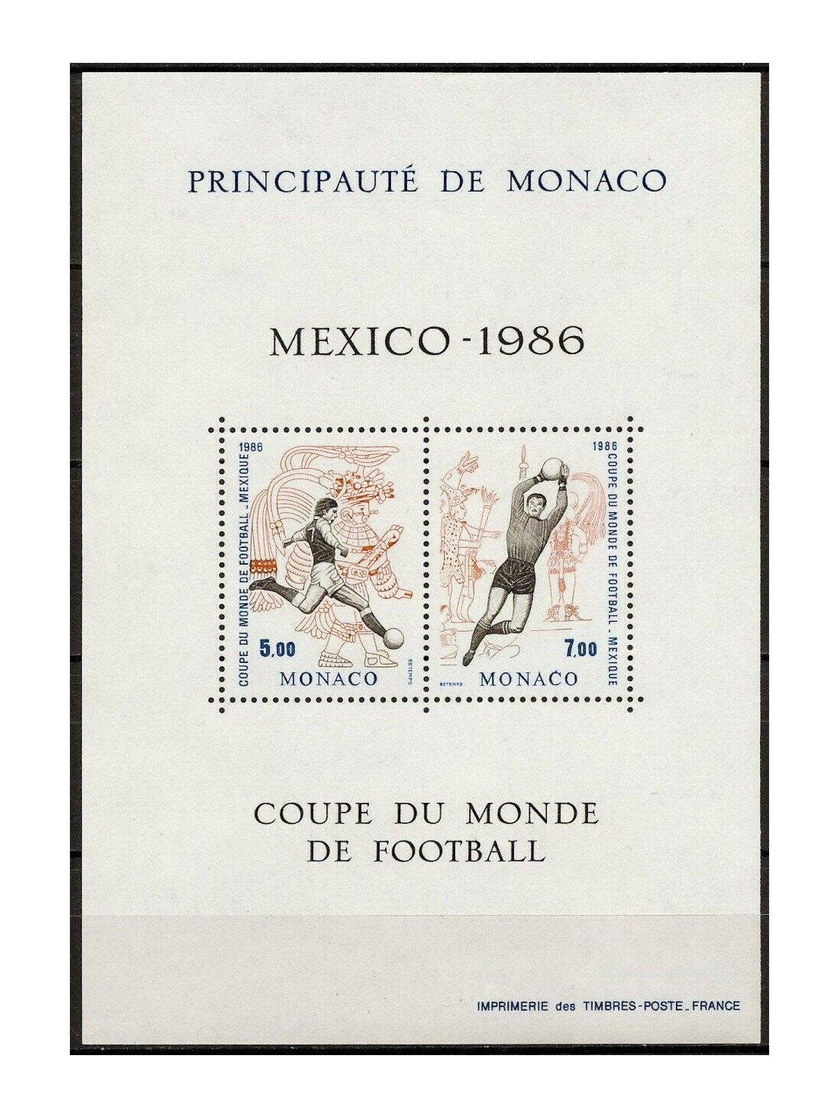 MONACO 1986 Coppa del Mondo di Calcio BF MNH**