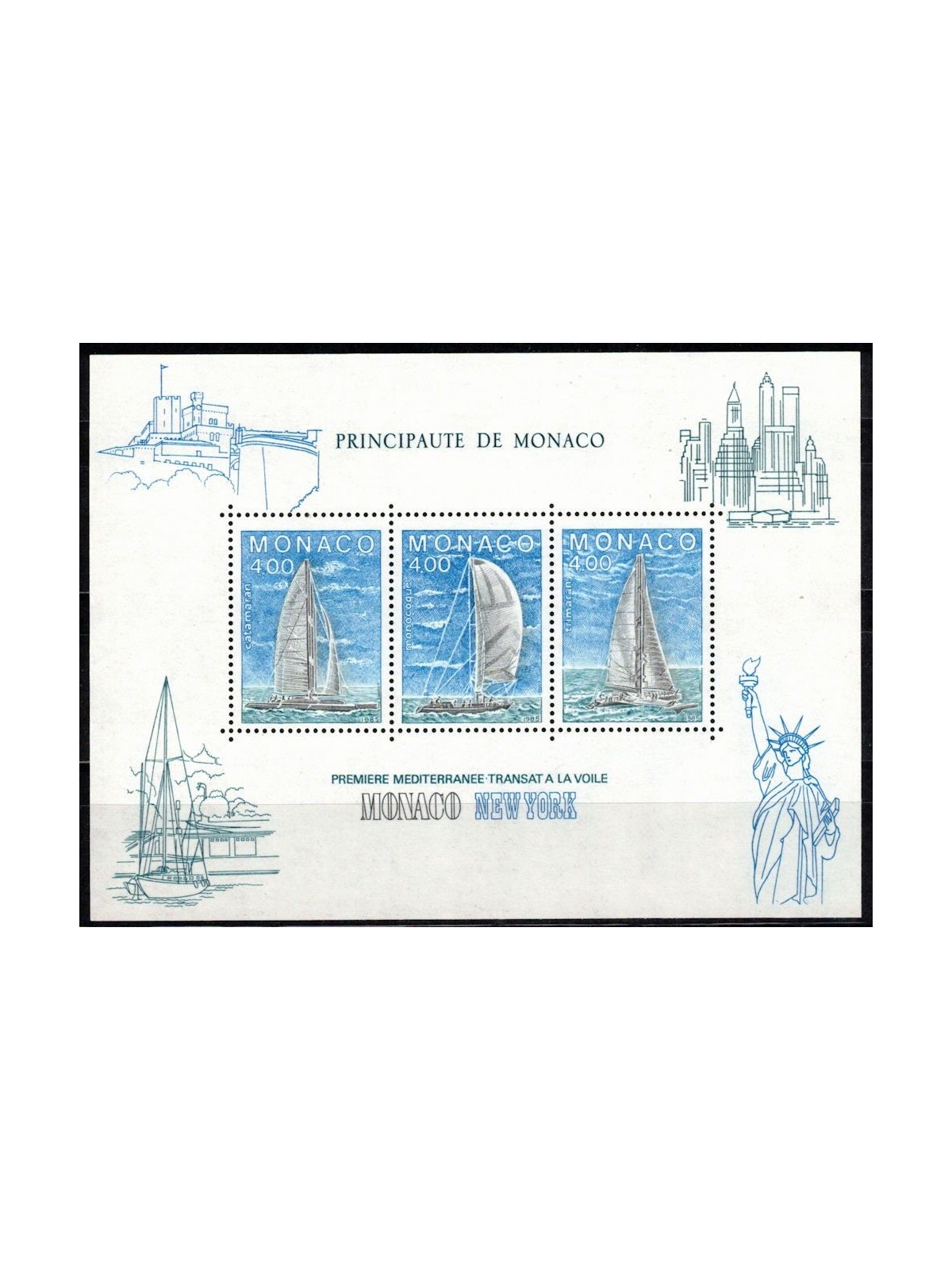 MONACO 1985 Regata Velica Monaco-New York BF MNH**