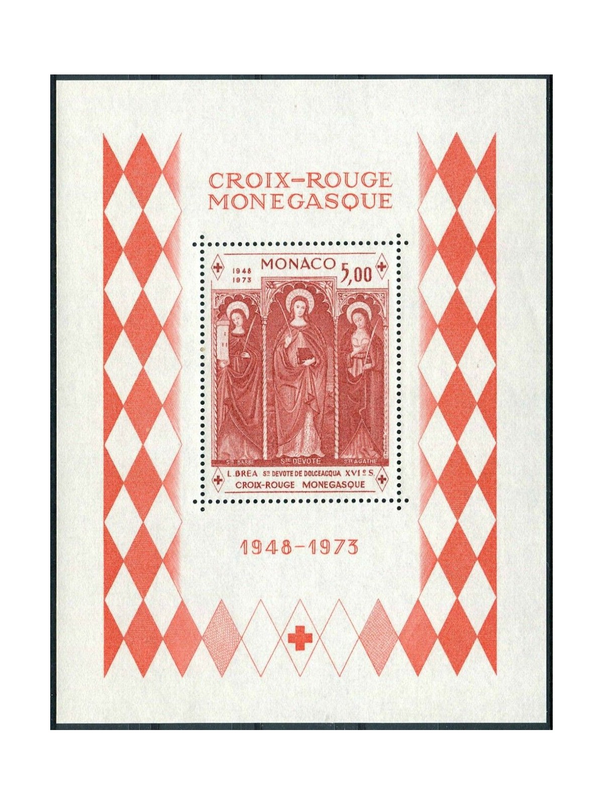 MONACO 1973 Croce Rossa Monegasca BF MNH**
