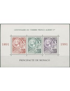 MONACO 1991 Centenary of Stamps (Albert I) s/s MNH**