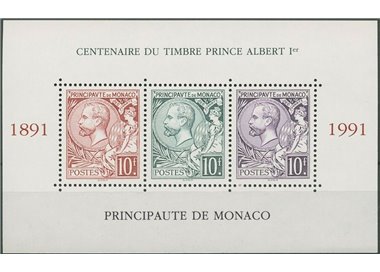 MONACO 1991 Centenary of Stamps (Albert I) s/s MNH**