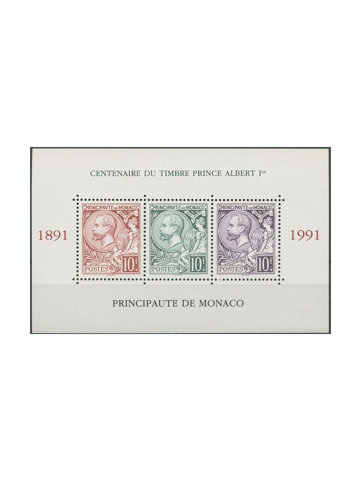 MONACO 1991 Centenary of Stamps (Albert I) s/s MNH**