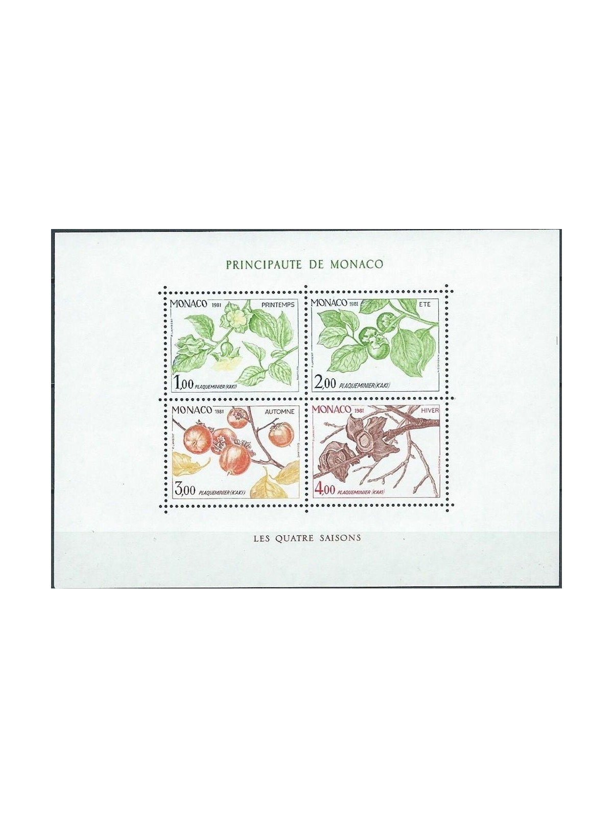 MONACO 1981 The Four Seasons of Diospyros kaki s/s MNH**