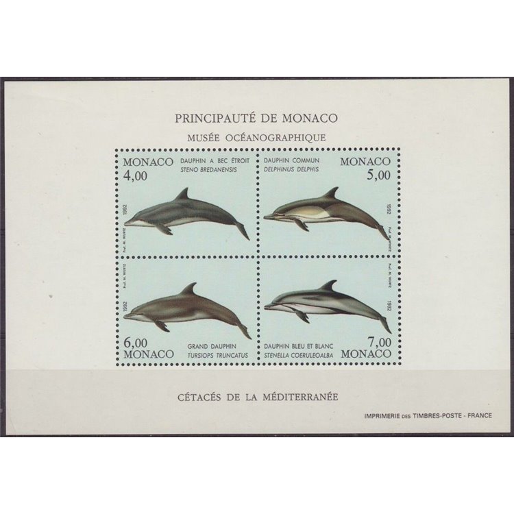 MONACO 1992 Protection of the Marine Environment (Dolphins) s/s MNH**