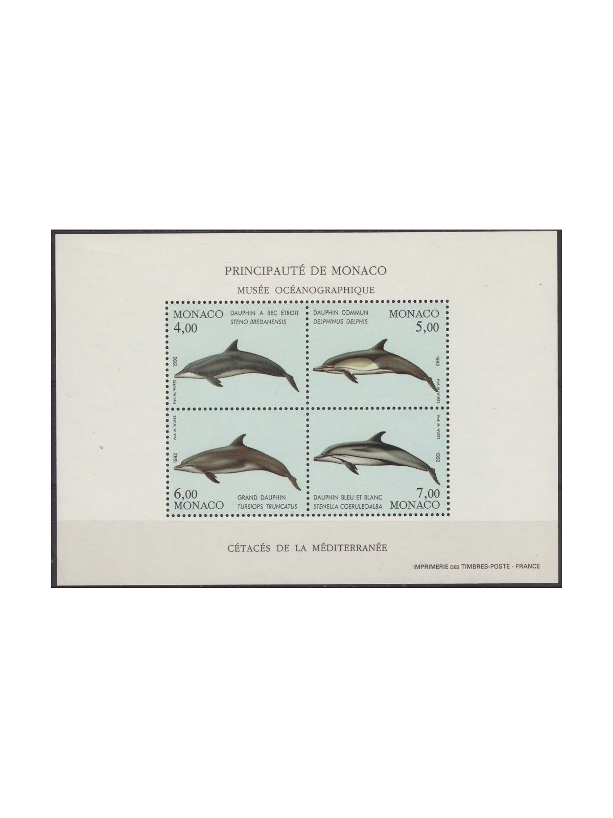 MONACO 1992 Protection of the Marine Environment (Dolphins) s/s MNH**