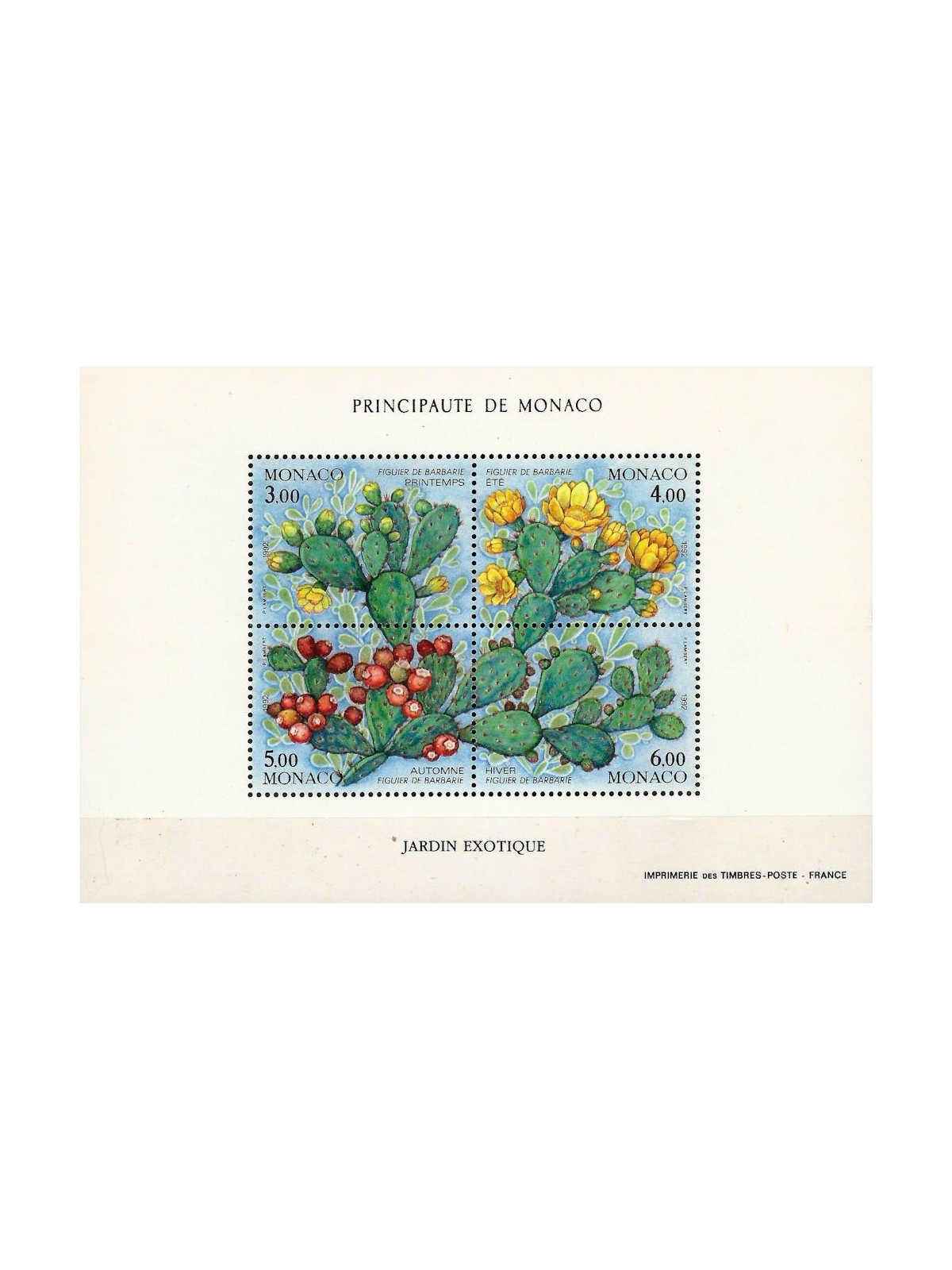 MONACO 1992 The Four Seasons of the Prickly Pear s/s MNH**