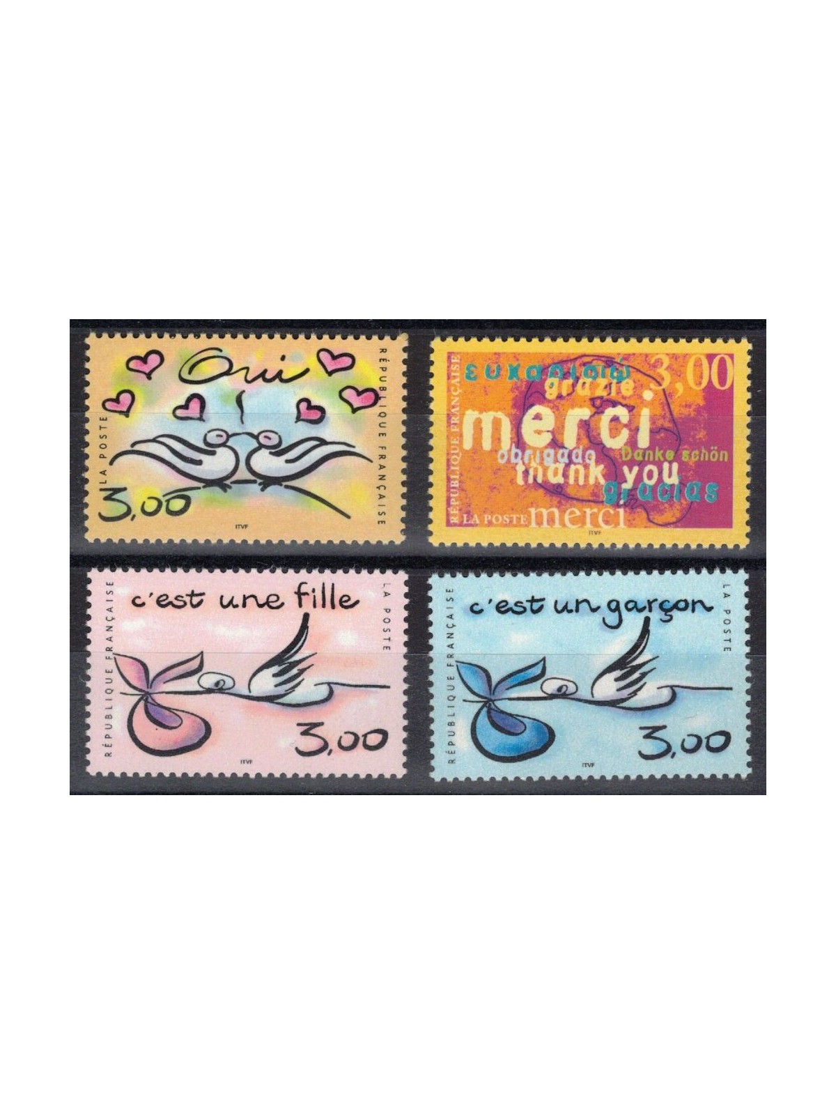 FRANCE 1999 Greeting stamps 4v MNH**