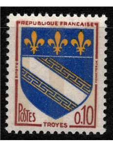 FRANCE 1962-65 City Coats of Arms (Troyes) with phosphorus band MNH**