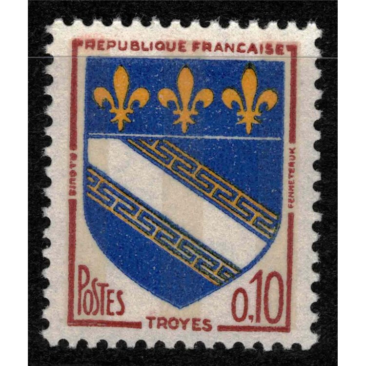 FRANCE 1962-65 City Coats of Arms (Troyes) with phosphorus band MNH**