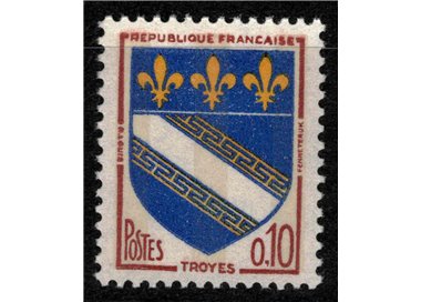 FRANCE 1962-65 City Coats of Arms (Troyes) with phosphorus band MNH**