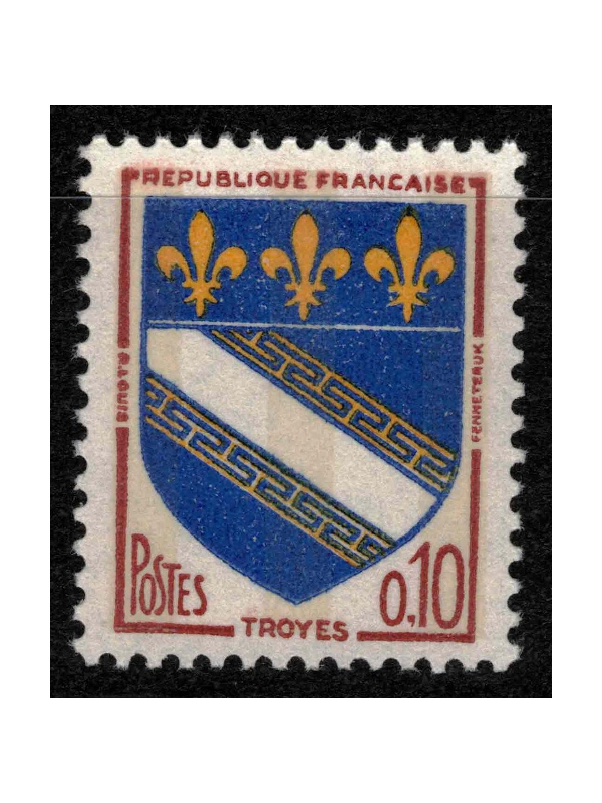 FRANCIA 1962-65 Stemmi di Città (Troyes) con banda di fosforo MNH**