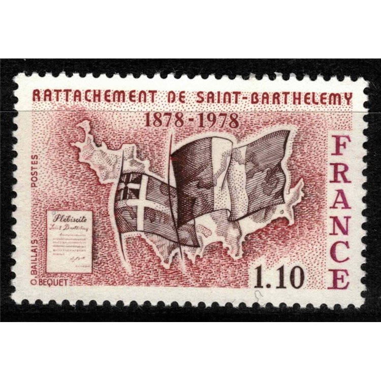 FRANCE 1978 Annexation of the island of Saint-Barthélemy MNH**