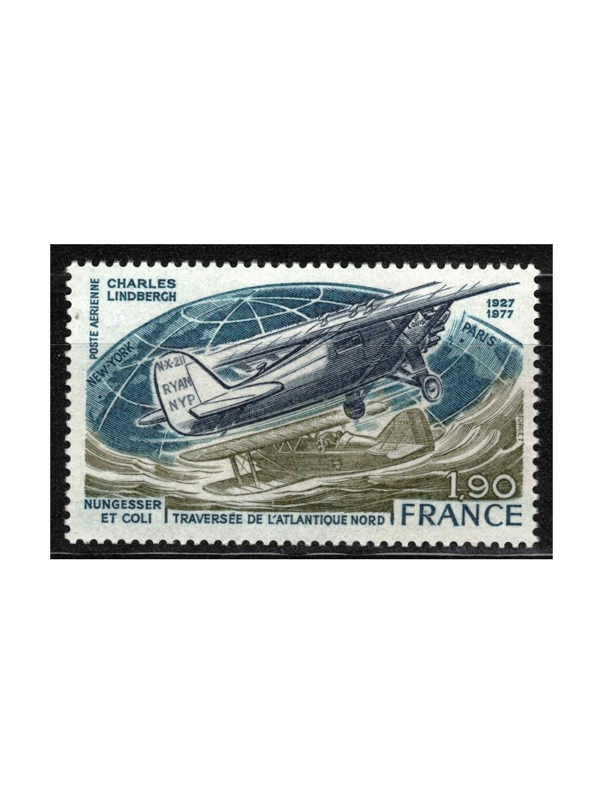 FRANCIA 1977 Traversata aerea dell'Atlantico del Nord MNH**