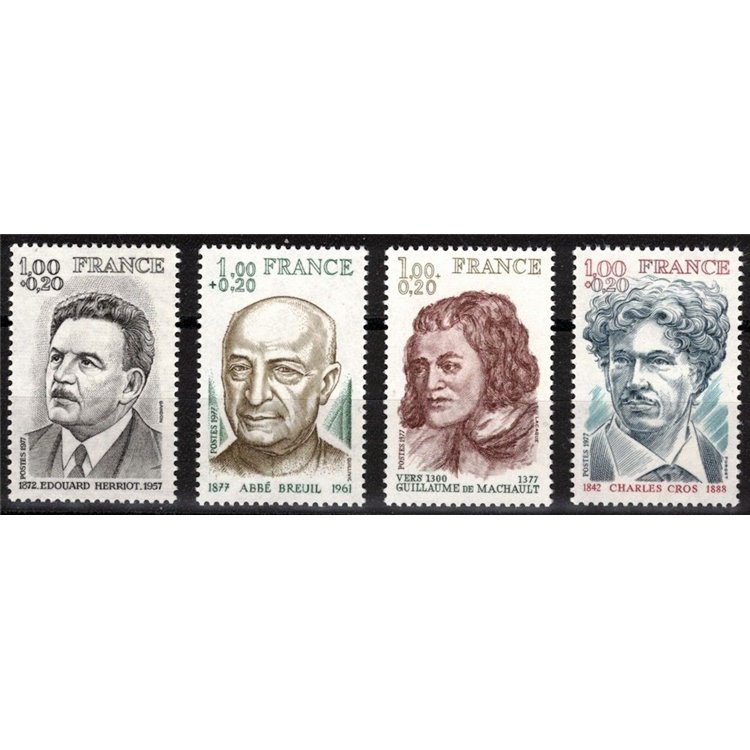 FRANCE 1977 Pro Red Cross (famous people) 4v MNH**
