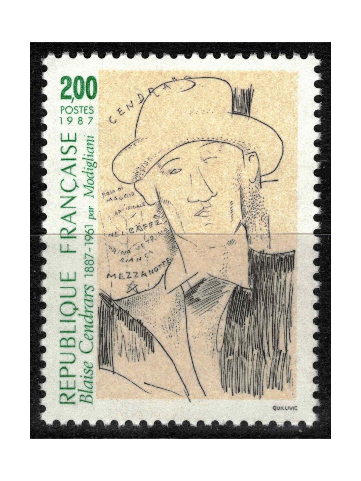 FRANCIA 1987 Blaise Cendrars MNH**