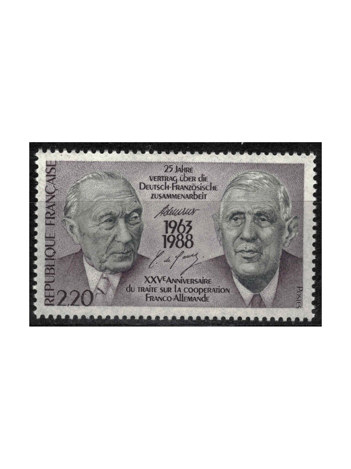 FRANCE 1988 Treaty on Franco-German Cooperation MNH**