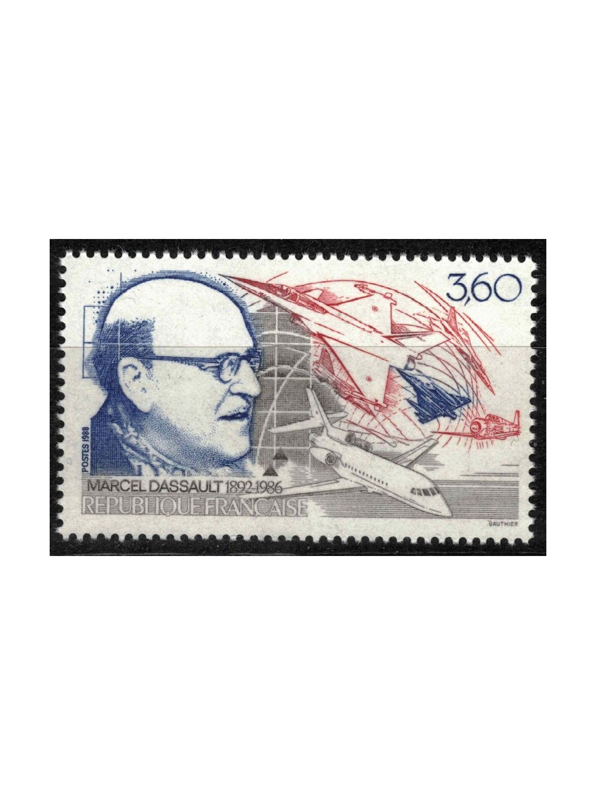 FRANCIA 1988 Marcel Dassault MNH**
