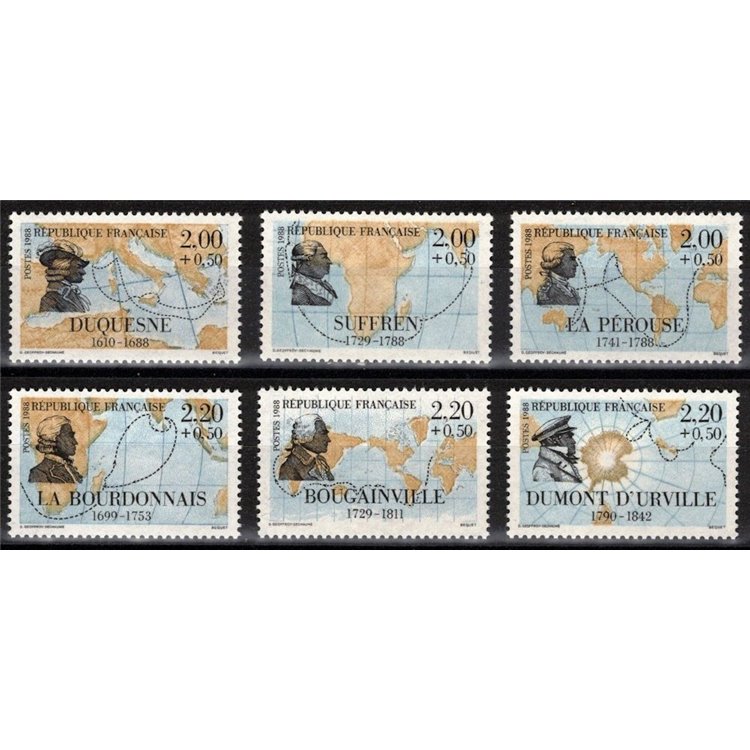 FRANCE 1988 Famous People 6v MNH**