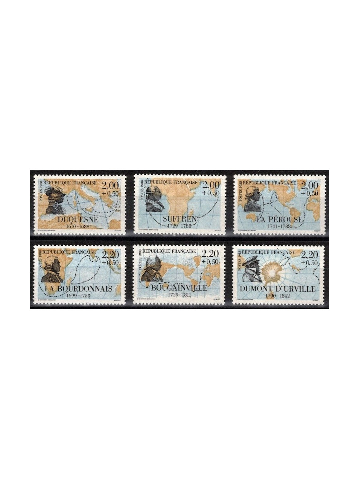 FRANCE 1988 Famous People 6v MNH**